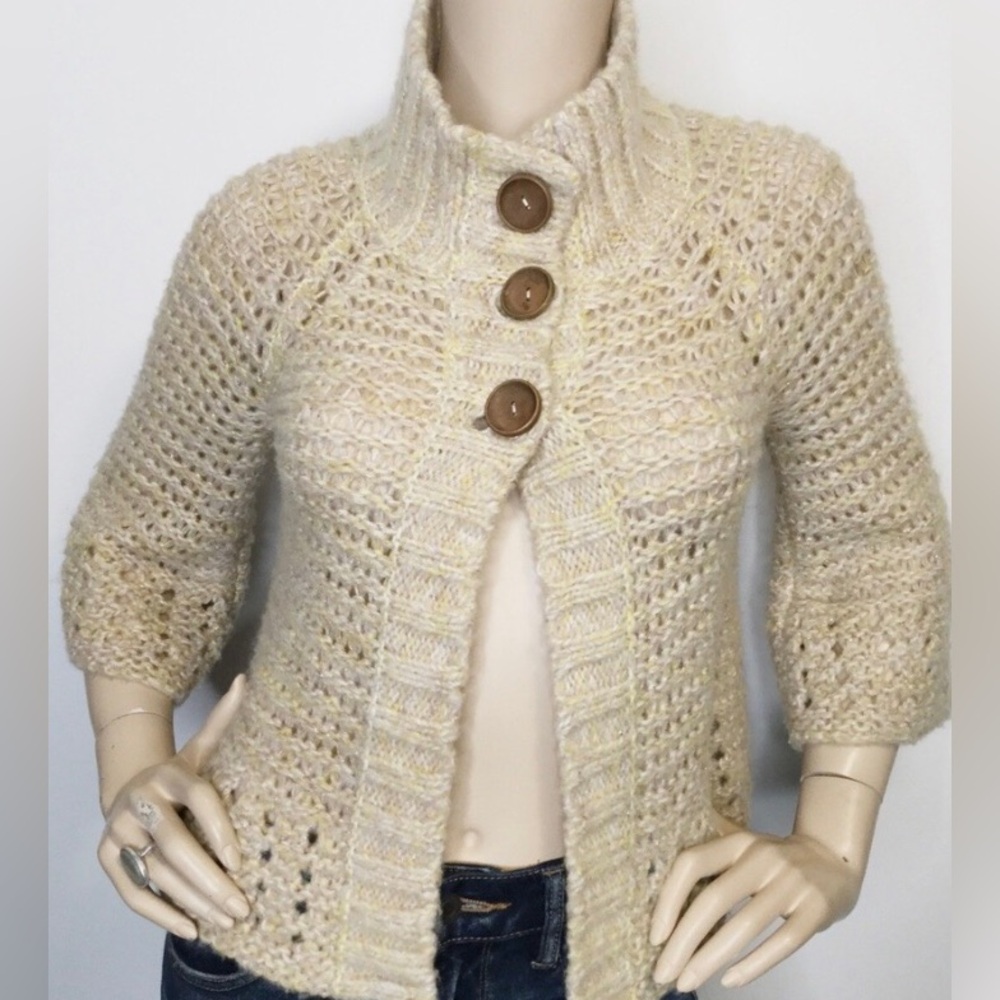 Cozy Cream Button-Front Women’s Sweater Cardigan
Free People Napoli 
Size S/M